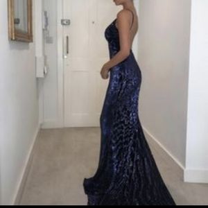 Navy sequins sparkly gown